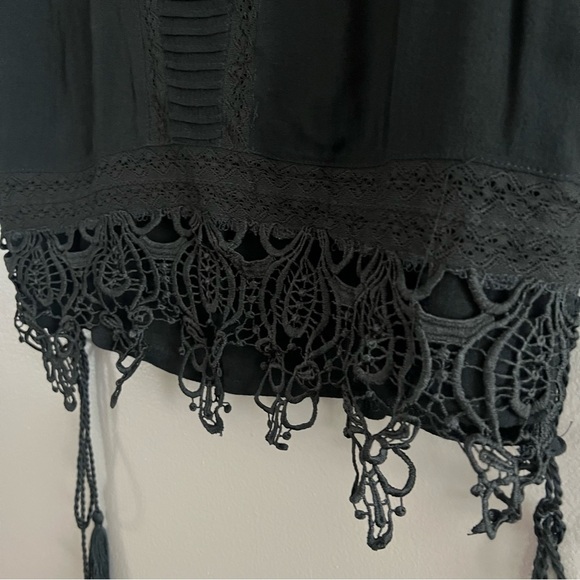 Nylon Apparel Sleeveless Top Lace up Side Tie Black Medium - Picture 3 of 11